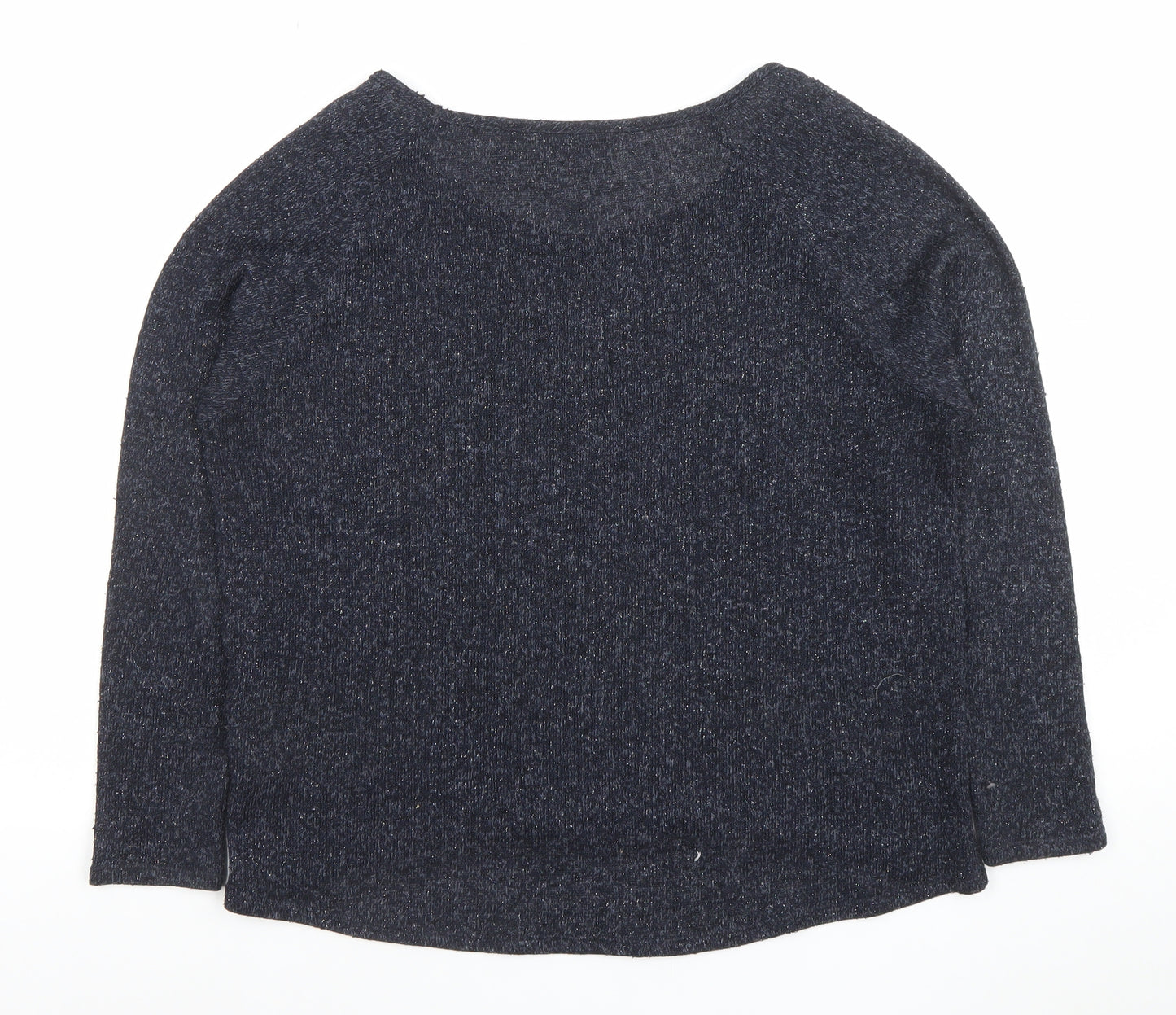 Oasis Women Blue Knit 3/4 Sleeve Pullover Jumper M