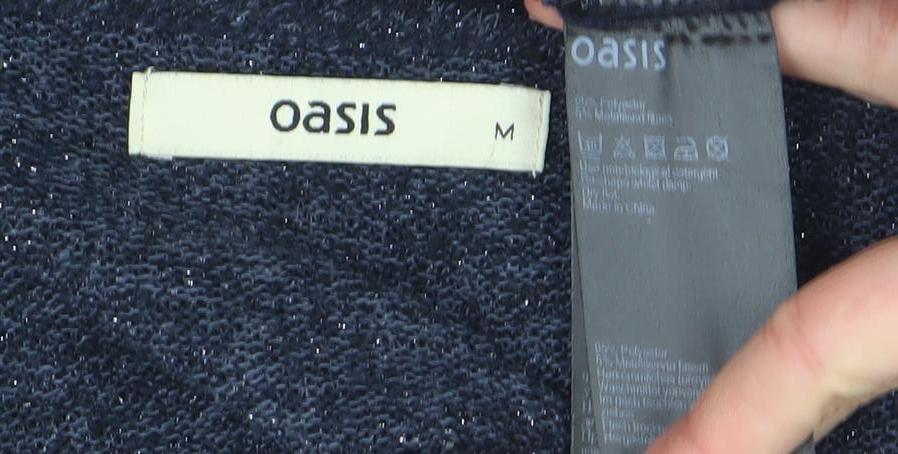 Oasis Women Blue Knit 3/4 Sleeve Pullover Jumper M