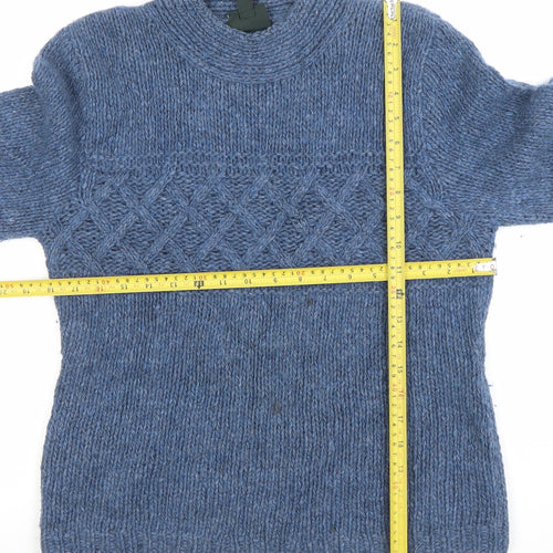 Laura Ashley Women's Blue Chunky Knit Wool Blend Mock Neck Jumper Size L