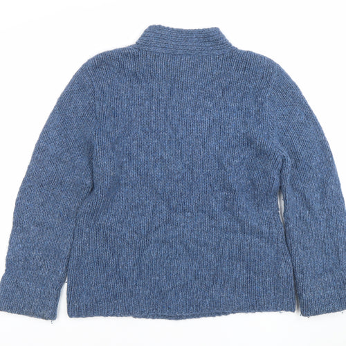 Laura Ashley Women's Blue Chunky Knit Wool Blend Mock Neck Jumper Size L