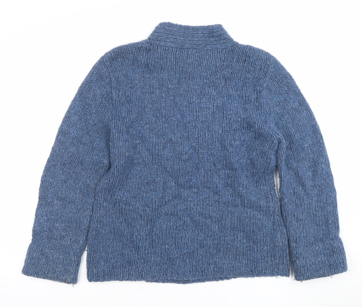 Laura Ashley Women's Blue Chunky Knit Wool Blend Mock Neck Jumper Size L