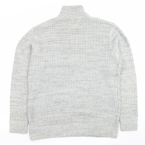 Next Men's Grey XL 1/2 Zip Waffle Knit Jumper High Neck
