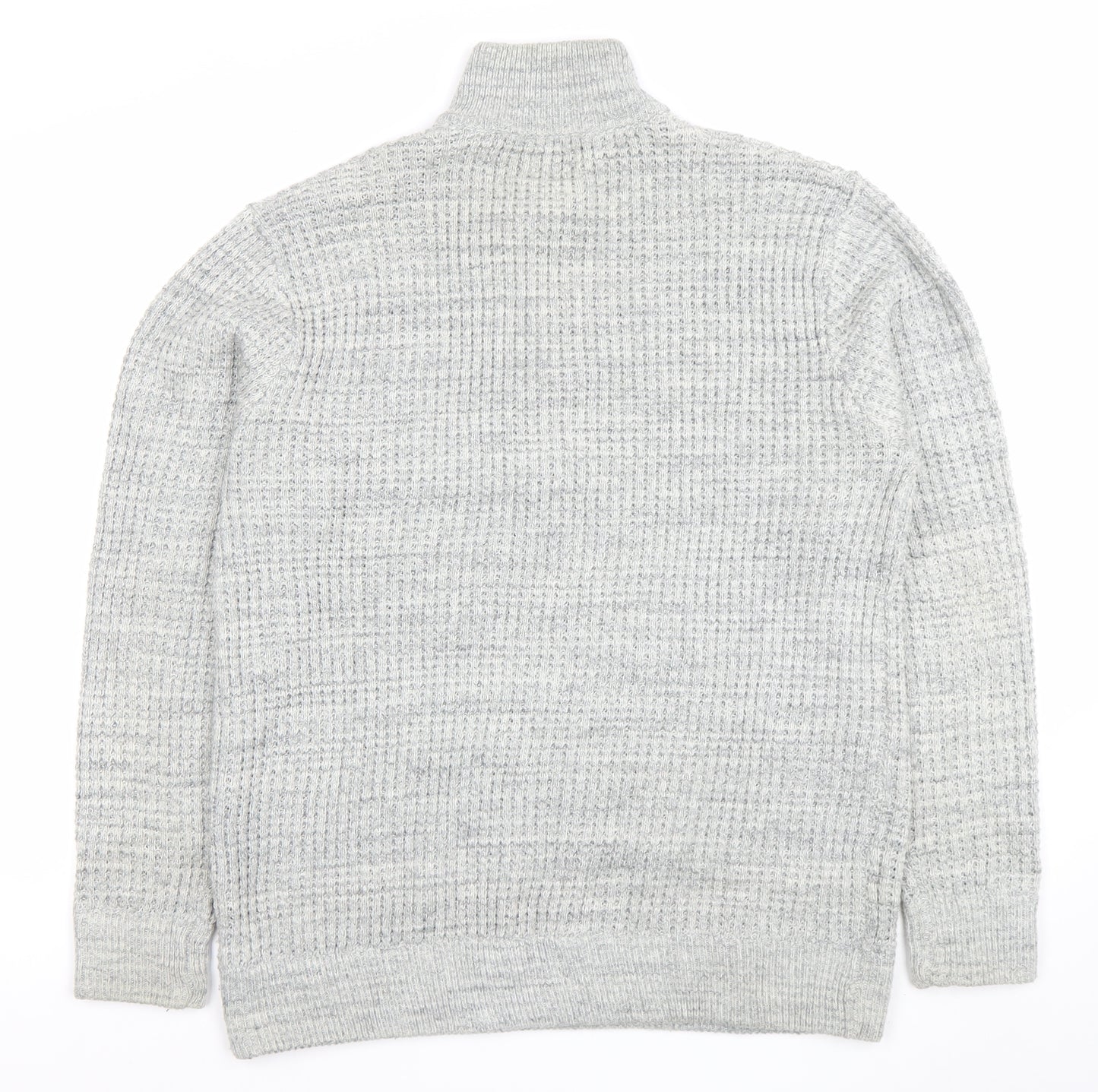 Next Men's Grey XL 1/2 Zip Waffle Knit Jumper High Neck