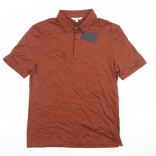 Marks and Spencer Autograph Men's Brown Supima Cotton Polo Shirt M