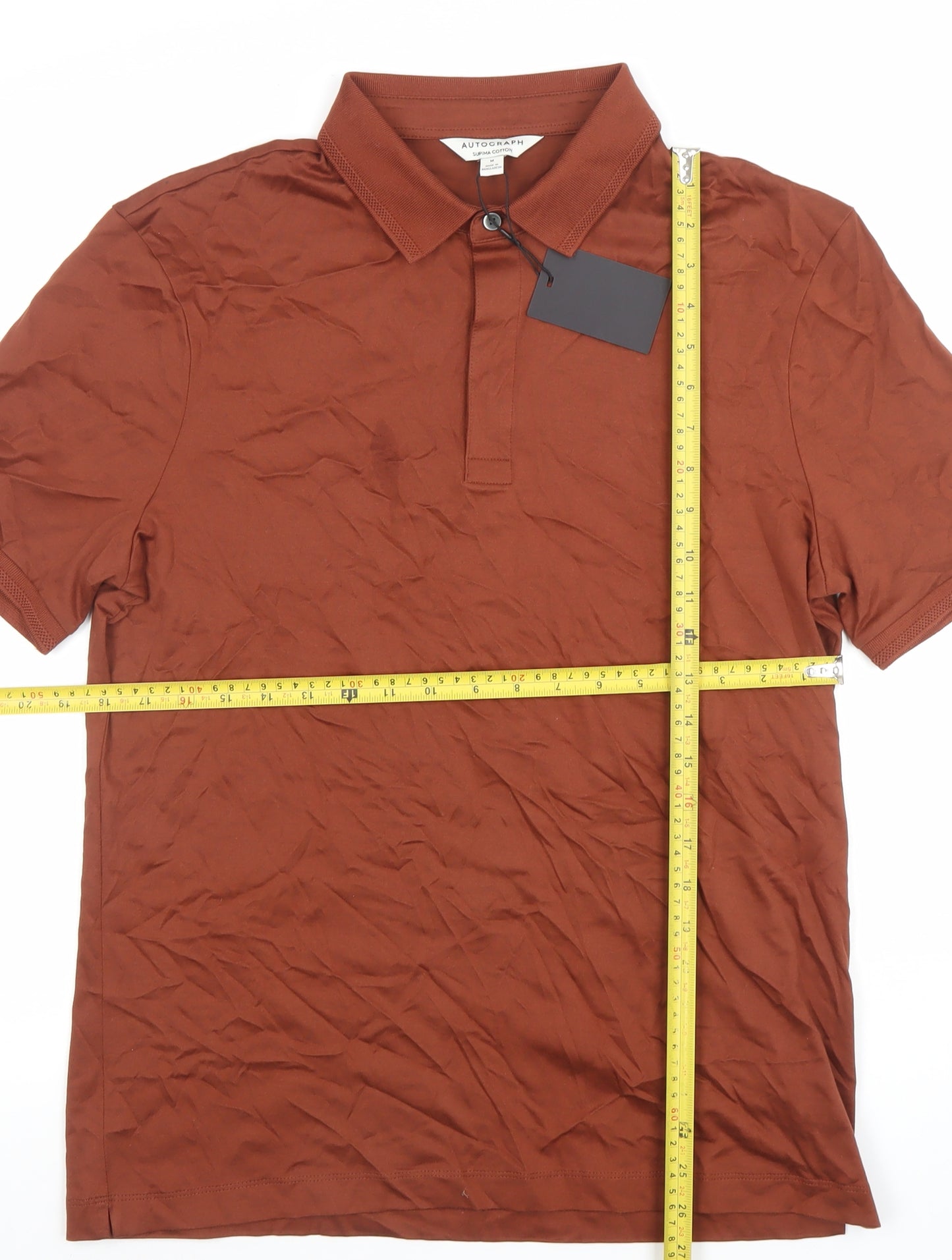 Marks and Spencer Autograph Men's Brown Supima Cotton Polo Shirt M