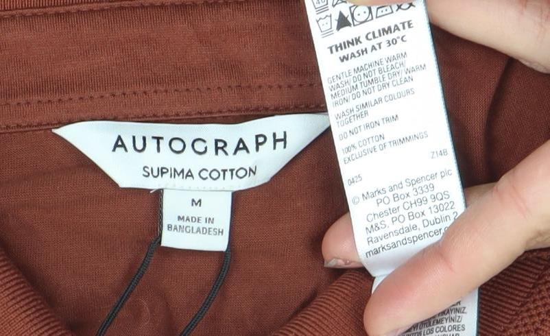 Marks and Spencer Autograph Men's Brown Supima Cotton Polo Shirt M