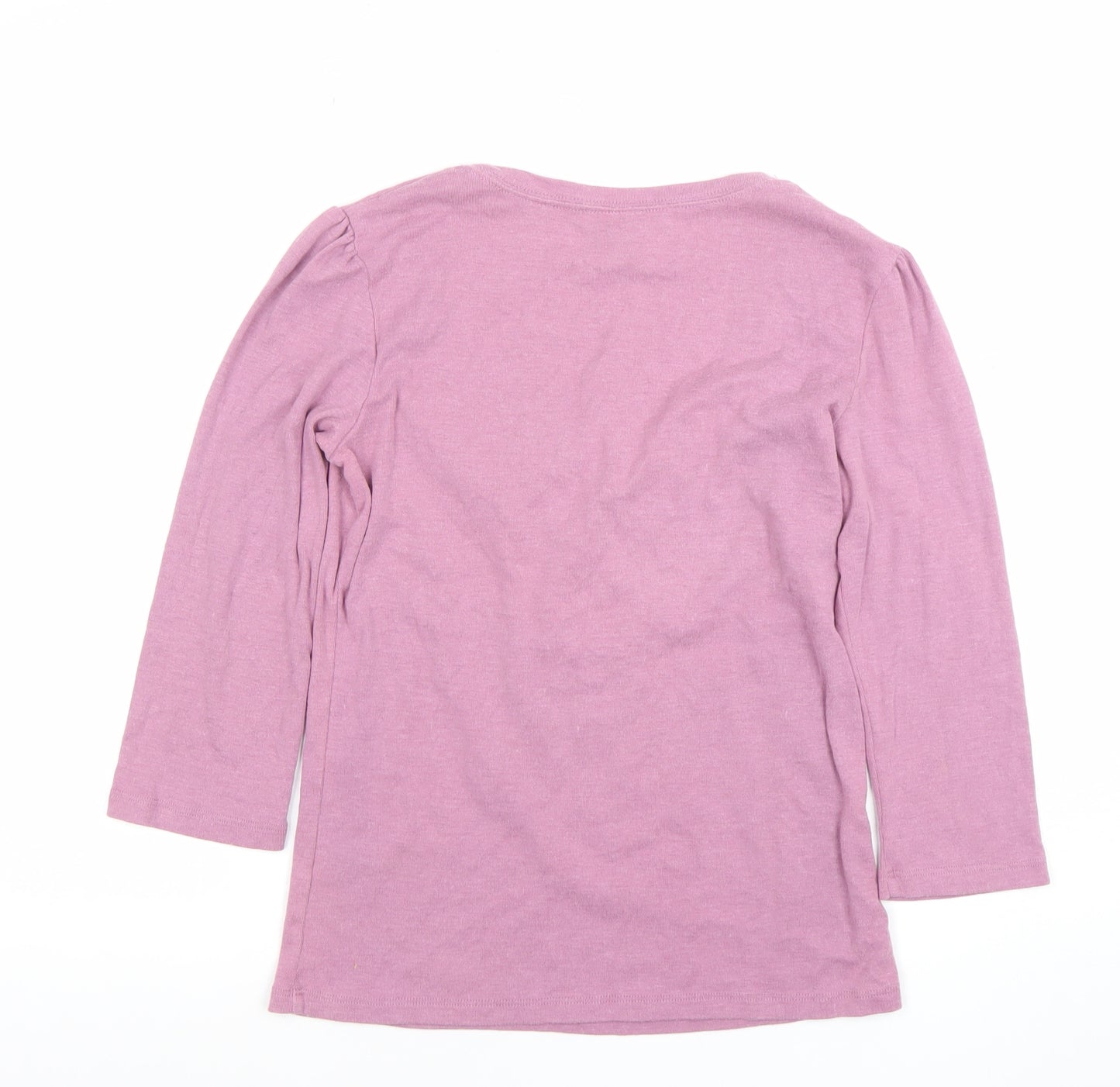 Marks and Spencer Women Pink Scoop Neck 3/4 Sleeve Cotton Blend T-Shirt UK 12