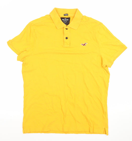 Hollister Men’s Yellow Slim Fit Stretch Polo Shirt Size L