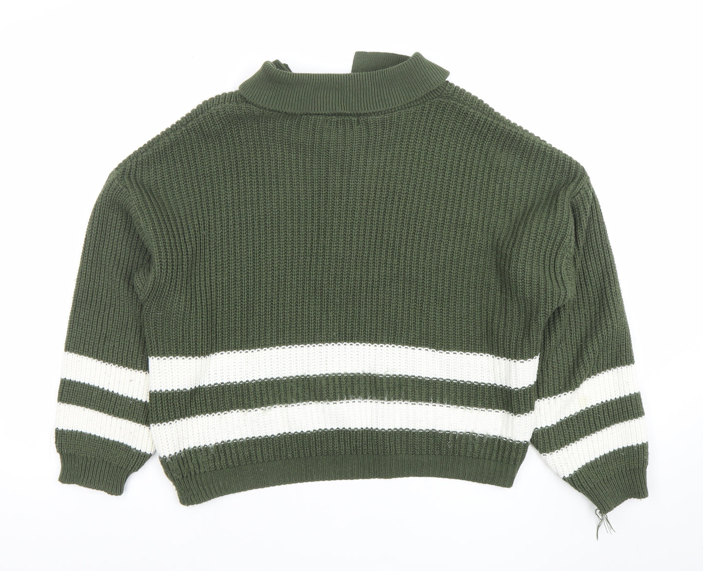 Pink Vanilla Women’s Green Collared Half Zip Chunky Knit Jumper Size S