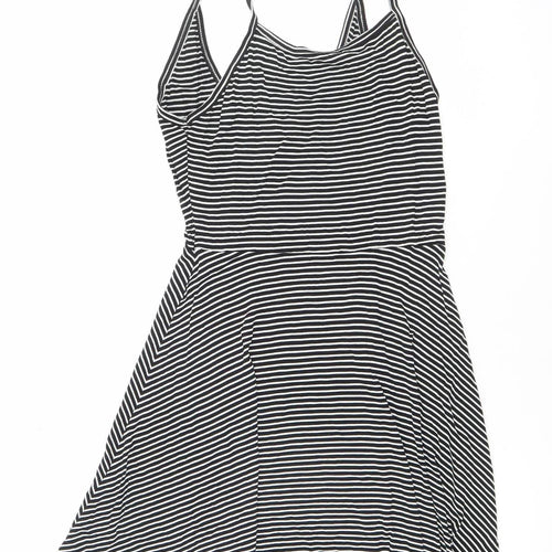 H&M Divided Women’s Black Striped Viscose Sleeveless Slip Dress Size 12