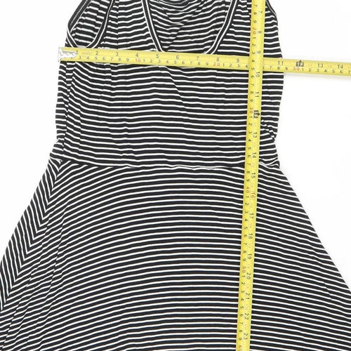 H&M Divided Women’s Black Striped Viscose Sleeveless Slip Dress Size 12