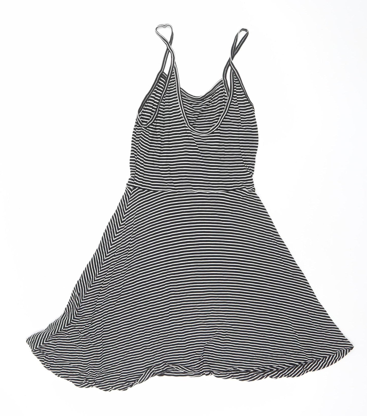 H&M Divided Women’s Black Striped Viscose Sleeveless Slip Dress Size 12