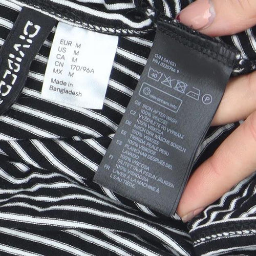 H&M Divided Women’s Black Striped Viscose Sleeveless Slip Dress Size 12