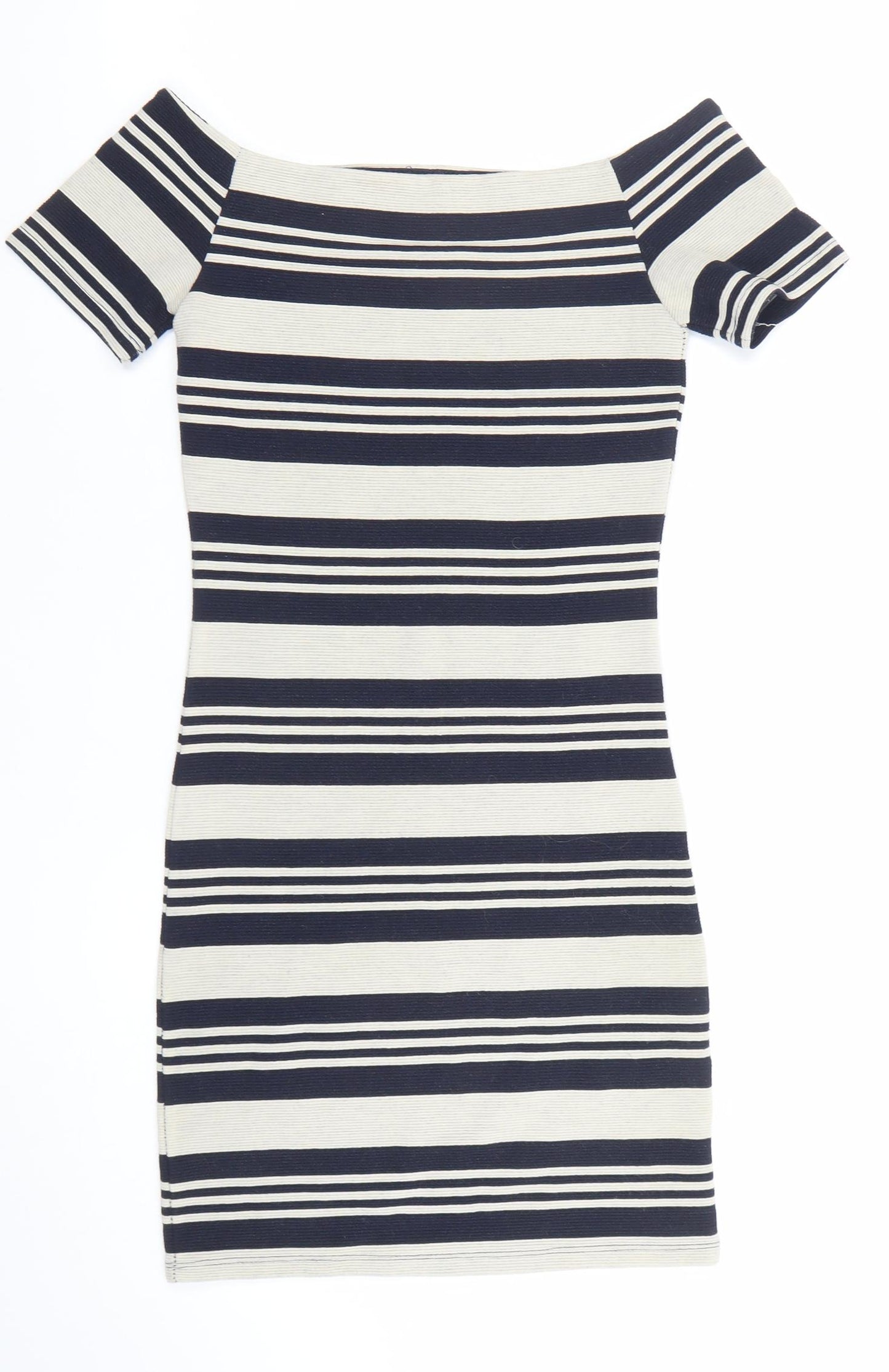 Topshop Petite Women’s Blue Striped Bodycon Knit Dress UK 8