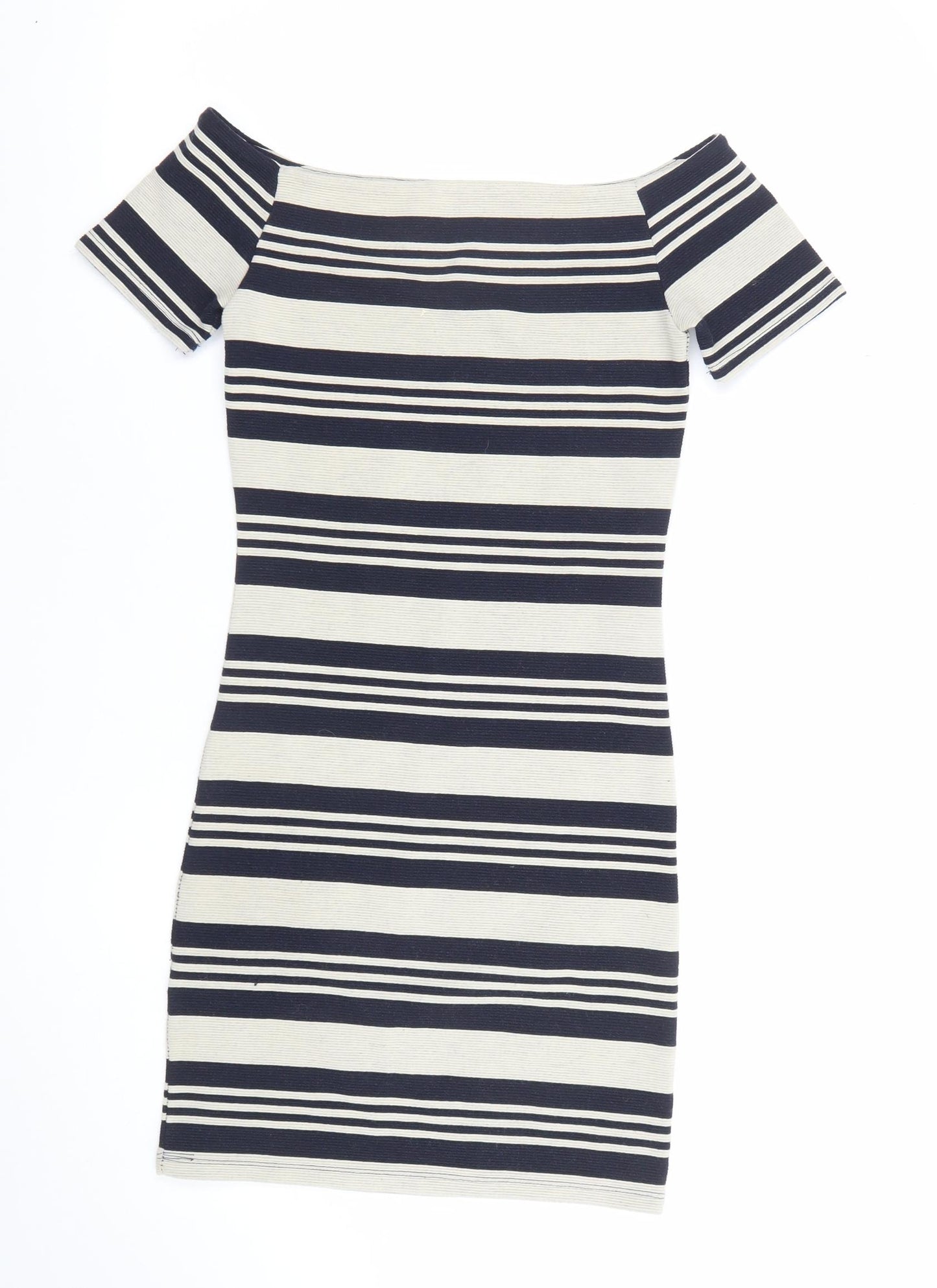 Topshop Petite Women’s Blue Striped Bodycon Knit Dress UK 8