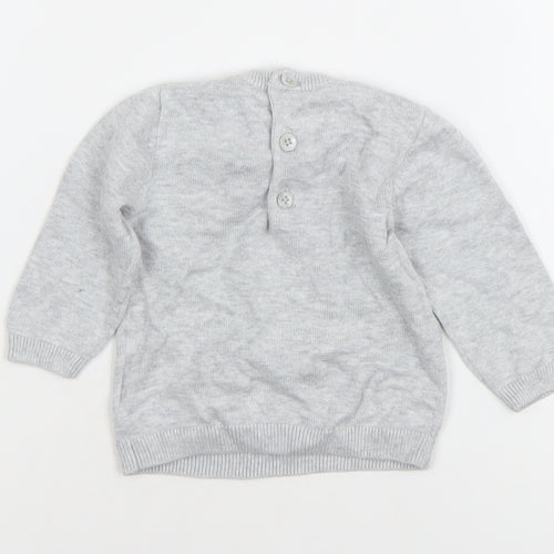 Mamas & Papas Grey Santa Knitted Baby Jumper 0-3 Months Christmas Pullover