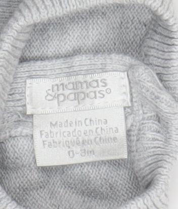 Mamas & Papas Grey Santa Knitted Baby Jumper 0-3 Months Christmas Pullover