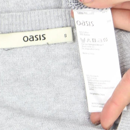 Oasis Women’s Grey Animal Print Crew Neck Long Sleeve Jumper Size S