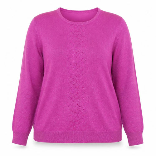 Madflowers Womens Purple Beaded Long Sleeve Scoop Neck Pullover Jumper M/L