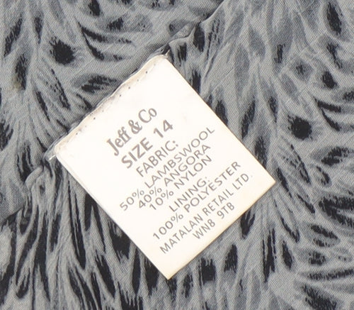 Jeff & Co Women's Black Beaded Wool Angora Cardigan Size 14