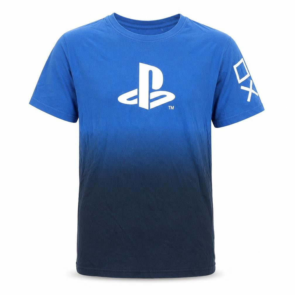 H&M Boys Blue PlayStation Logo Graphic T-Shirt 14 Years Cotton Casual