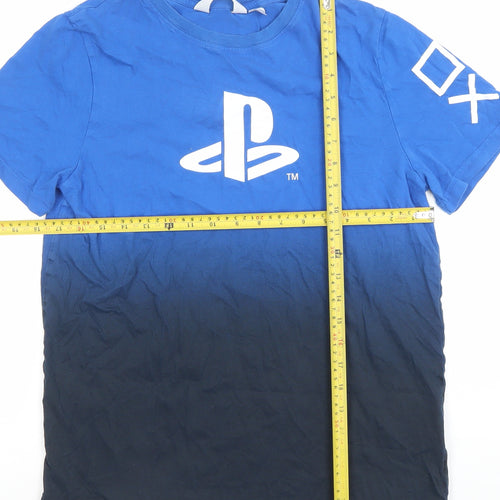 H&M Boys Blue PlayStation Logo Graphic T-Shirt 14 Years Cotton Casual