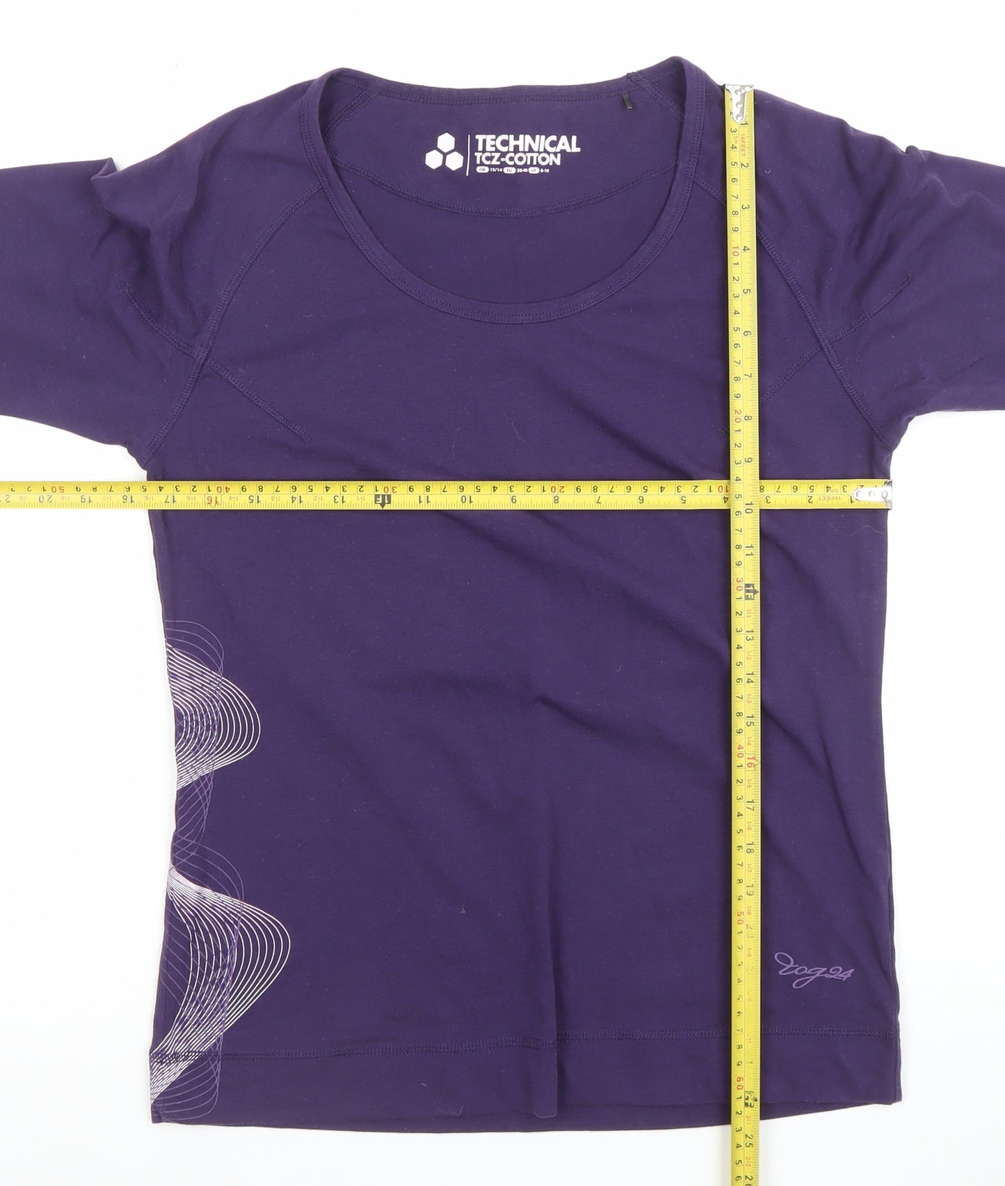 Tog 24 Womens Purple Technical Cotton 3/4 Sleeve T-Shirt Size 12