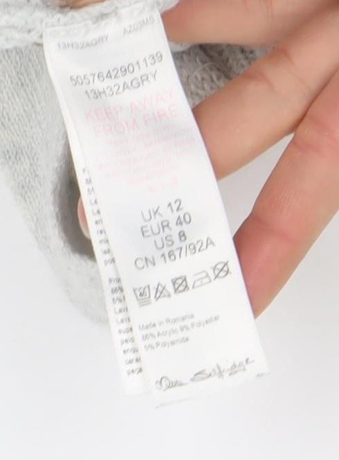 New Look Women’s Grey V-Neck Rib Knit Button Cardigan Size 12