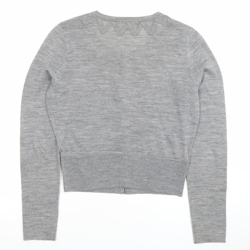 Laura Ashley Women's Grey Wool Blend Bow Cardigan UK 10