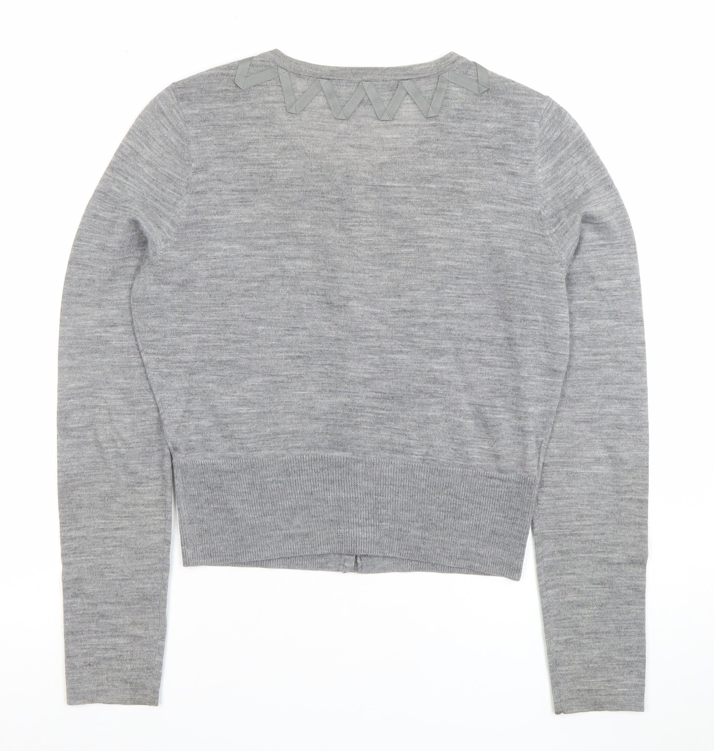 Laura Ashley Women's Grey Wool Blend Bow Cardigan UK 10