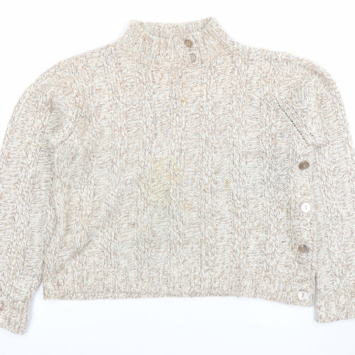 Papaya Women’s Beige Cable-Knit High Neck Jumper Size 18