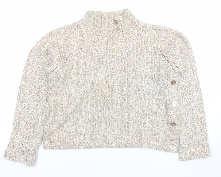 Papaya Women’s Beige Cable-Knit High Neck Jumper Size 18