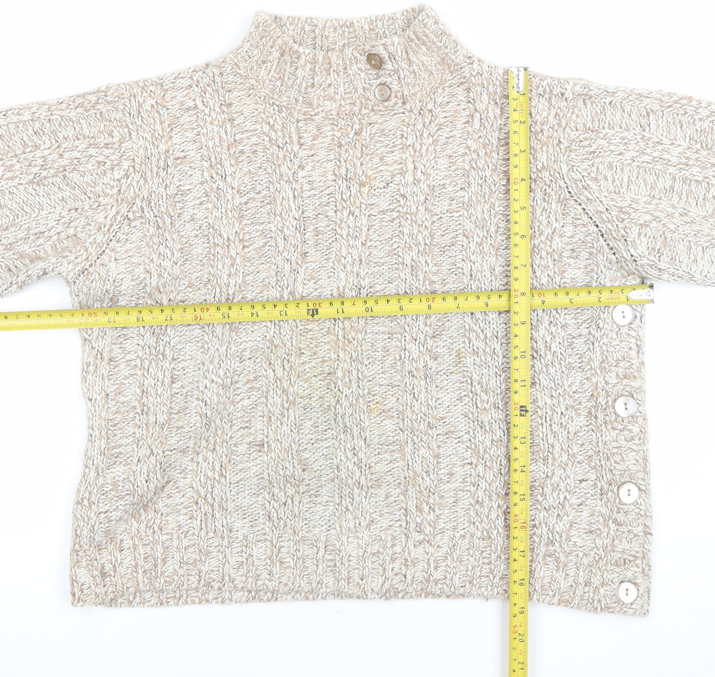Papaya Women’s Beige Cable-Knit High Neck Jumper Size 18