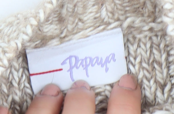 Papaya Women’s Beige Cable-Knit High Neck Jumper Size 18