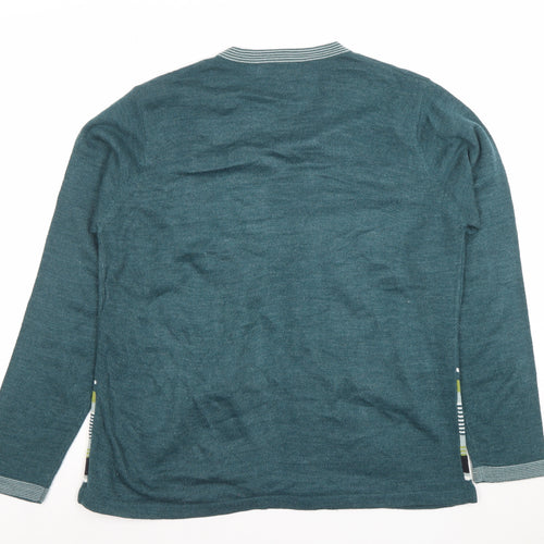 Honor Millburn Women's Green Striped Knit Open Cardigan M