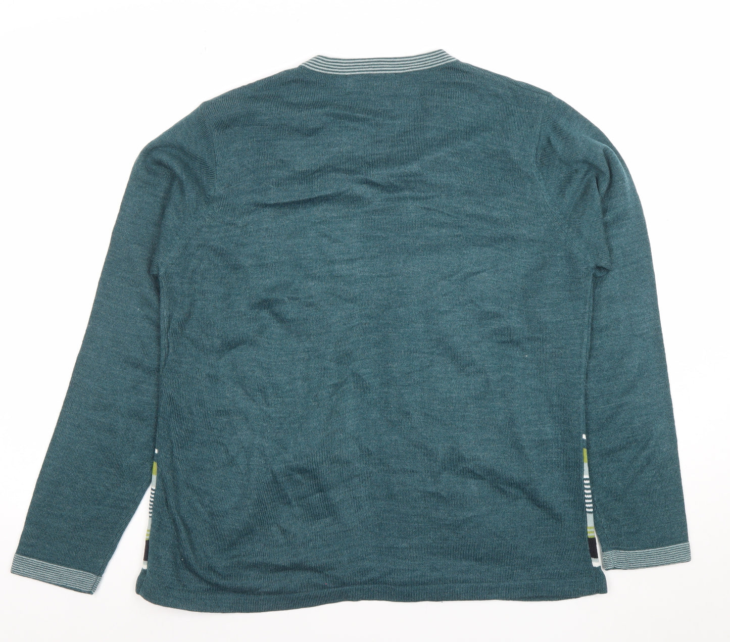 Honor Millburn Women's Green Striped Knit Open Cardigan M