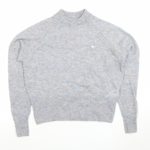 Jack Wills Women’s Grey Wool Mock Neck Long Sleeve Jumper Size 10