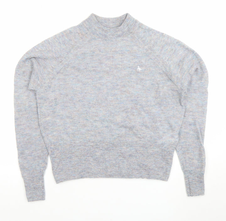 Jack Wills Women’s Grey Wool Mock Neck Long Sleeve Jumper Size 10