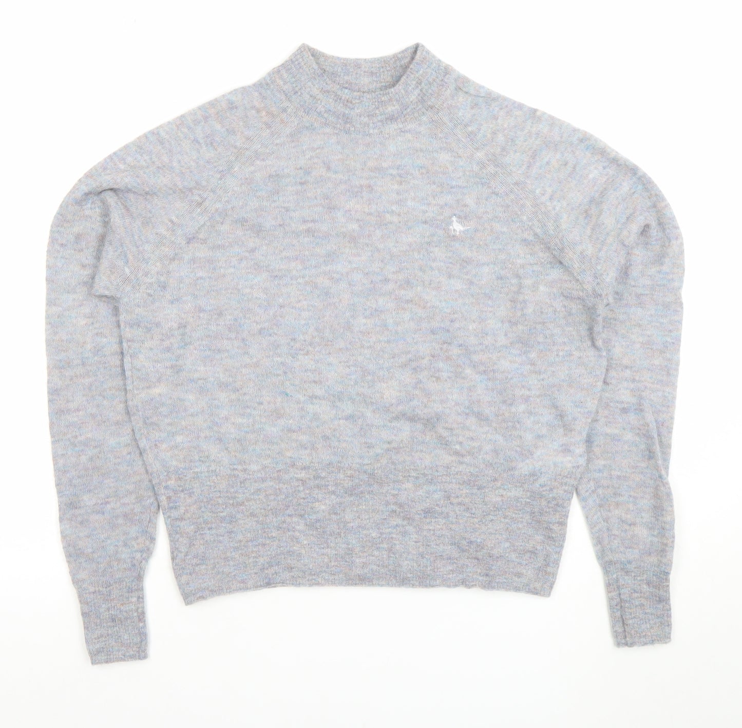 Jack Wills Women’s Grey Wool Mock Neck Long Sleeve Jumper Size 10