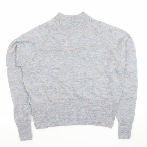 Jack Wills Women’s Grey Wool Mock Neck Long Sleeve Jumper Size 10