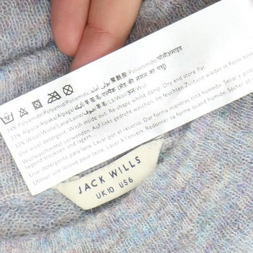 Jack Wills Women’s Grey Wool Mock Neck Long Sleeve Jumper Size 10