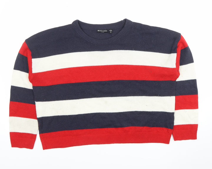 Brave Soul Women's Multicoloured Striped Crew Neck Jumper Size 16