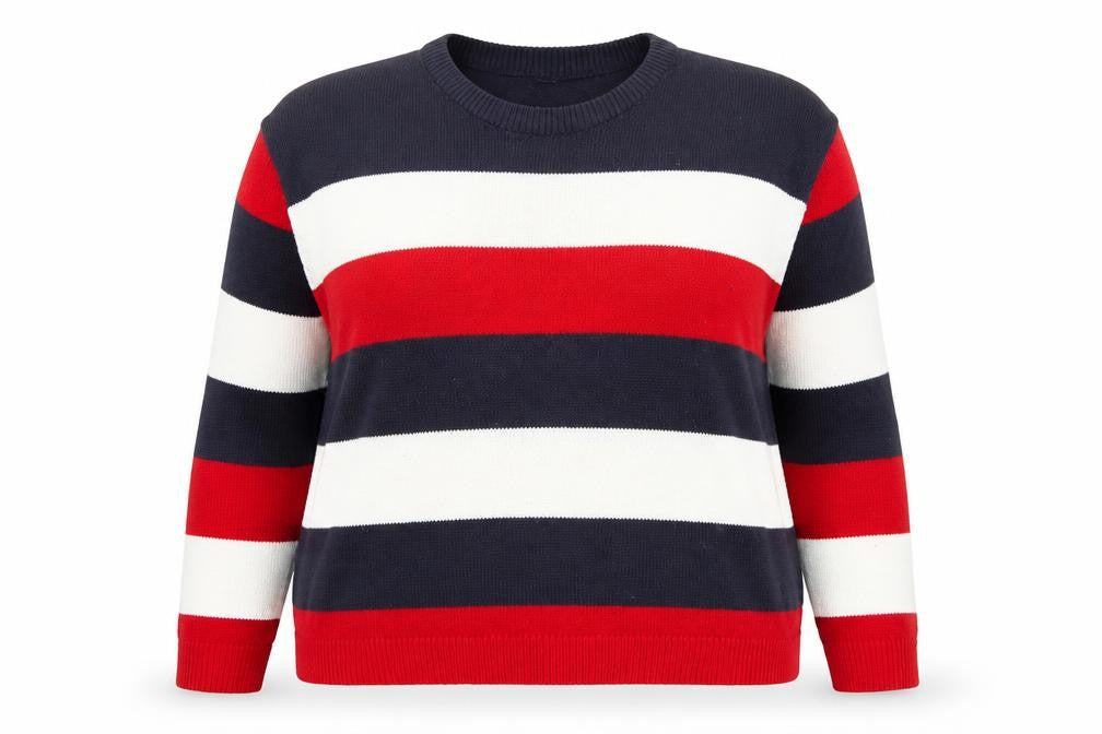 Front view of Brave Soul Women's Multicoloured Striped Crew Neck Jumper, size 16