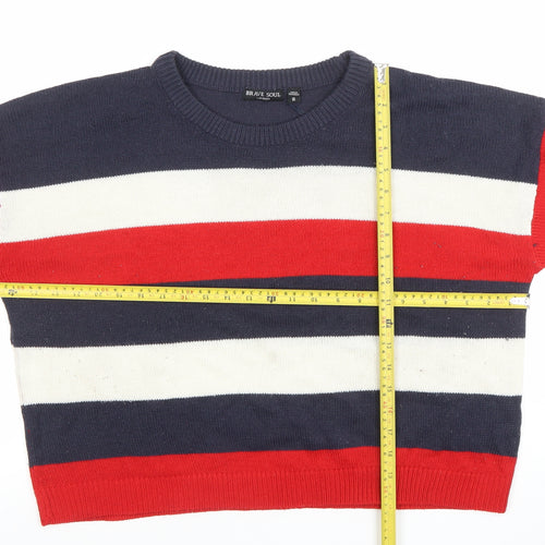 Brave Soul Women's Multicoloured Striped Crew Neck Jumper Size 16
