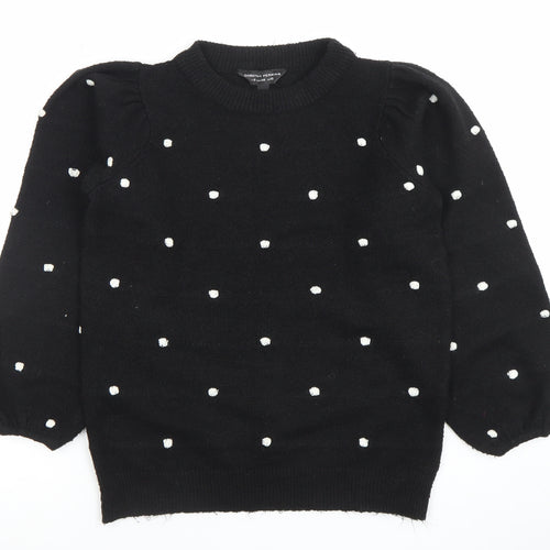 Dorothy Perkins Unisex Black Polka Dot Knit Jumper Size M