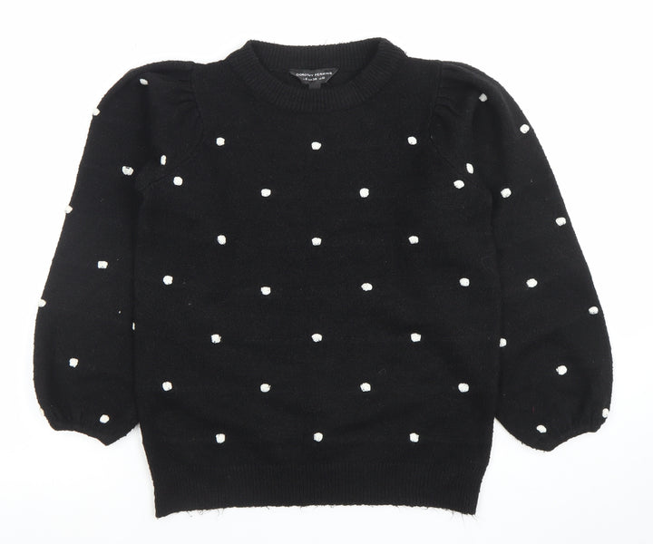 Dorothy Perkins Unisex Black Polka Dot Knit Jumper Size M