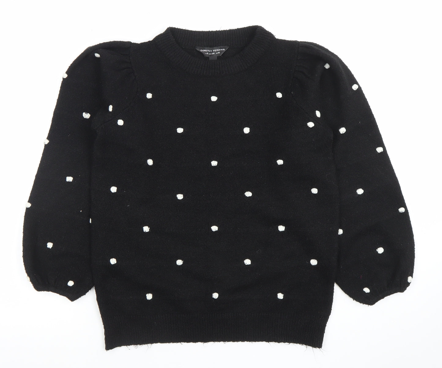 Dorothy Perkins Unisex Black Polka Dot Knit Jumper Size M