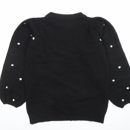 Dorothy Perkins Unisex Black Polka Dot Knit Jumper Size M