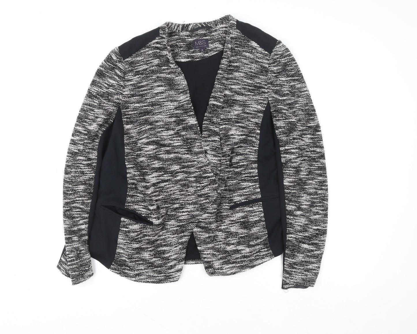 Marks and Spencer Women Black Size 16 Open Knit Long Sleeve Cardigan