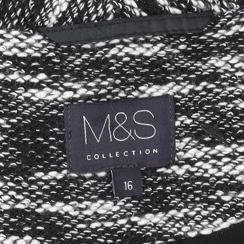 Marks and Spencer Women Black Size 16 Open Knit Long Sleeve Cardigan